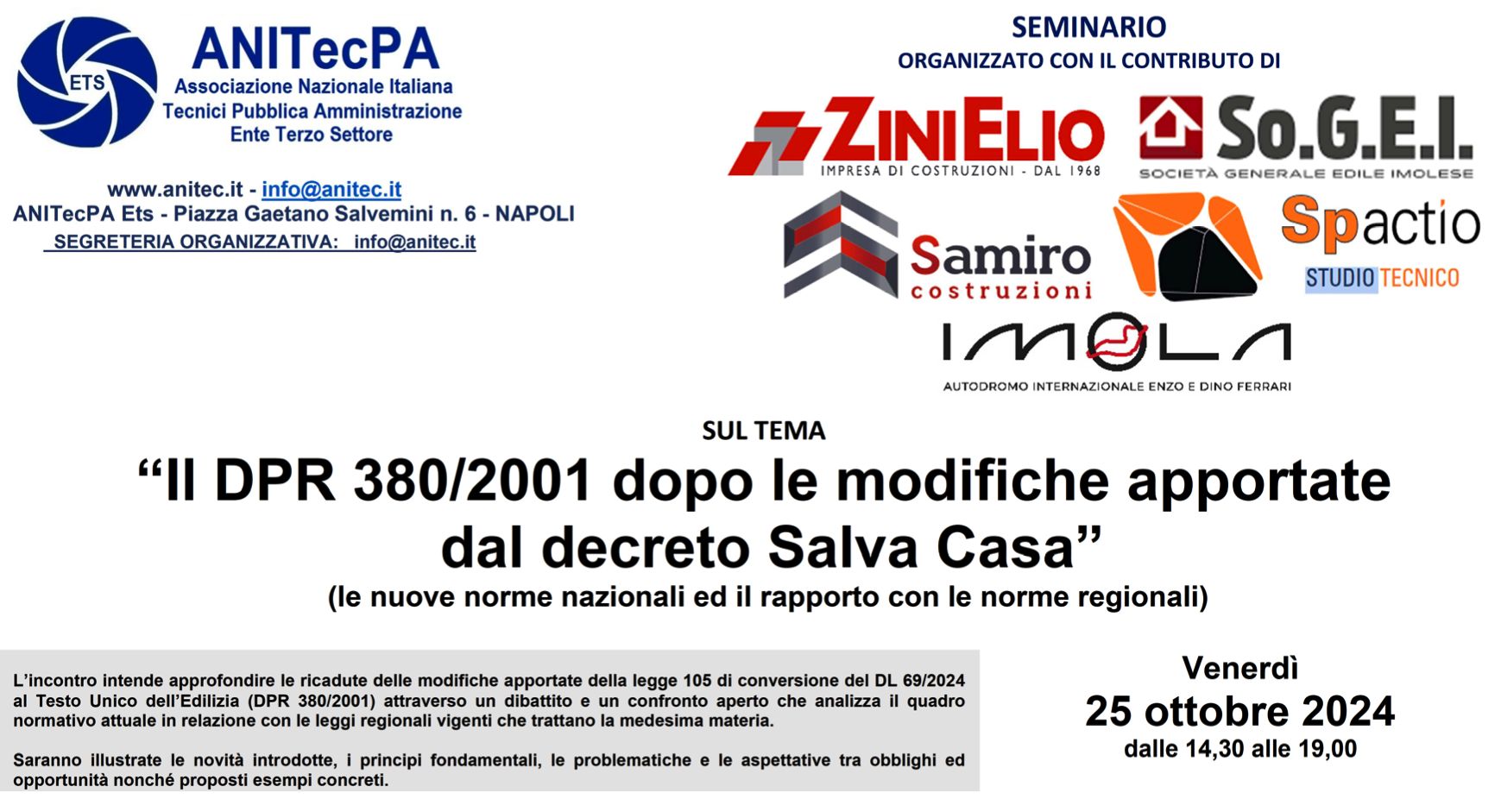 Imola, 25 ottobre 2024 - Convegno